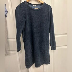 Jane and Delancey Blue Casual Midi Dress Side Pockets Long Sleeve Minimal Size S